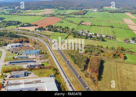 Aerial view of Saint-Augustin-de-Desmaures area with fall color at Canada Stock Photo