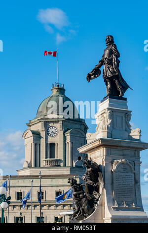 Quebec, OCT 2: Afternoon sunny view of the Monument Samuel-De Champlain on OCT 2, 2018 at Quebec, Canada Stock Photo