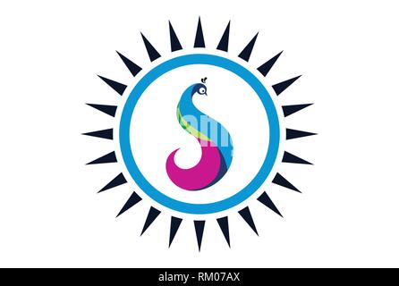 letter s peacock beauty logo icon Stock Vector