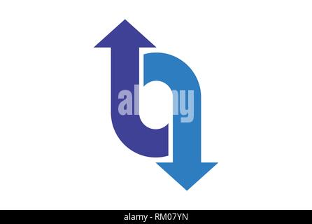 letter o up down arrow logo icon Stock Vector