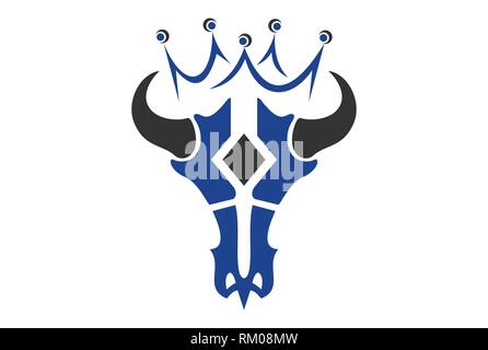 bull skul king logo icon Stock Vector