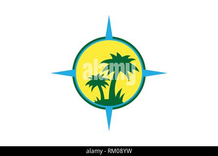 island travel compass logo Stock Vector