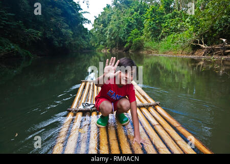 Vajra Garrett on a raft trip in KHAO SOK near the National Park - THAILAND Stock Photo