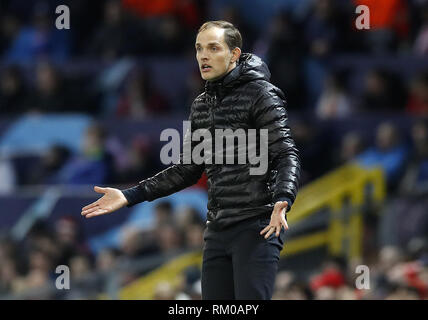 Paris Saint-Germain manager Thomas Tuchel during the UEFA Champions League round of 16, first leg match at Old Trafford, Manchester. Stock Photo