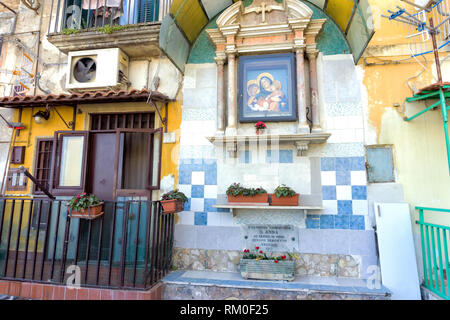 Altar in honor of the glorious Saint Anne, Mother of Mary in street in Naples, Italy. Stock Photo