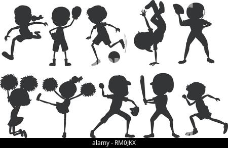 Set of silhouette sport athlete character illustration Stock Vector