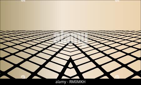 Three dimensional beige background - Illustration, Perspective abstract background Stock Vector