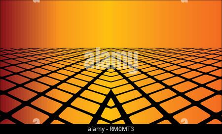 Three dimensional orange background - Illustration, Perspective abstract background Stock Vector