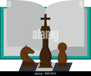 Book open with chess pieces Stock Vector