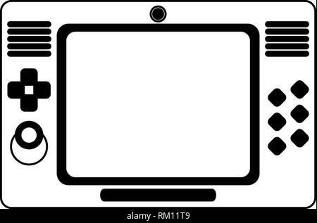 portable videogame console device in black and white Stock Vector