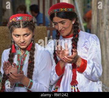 Portrait of Pamiri people - girl posing in park of Khorog during Roof ...