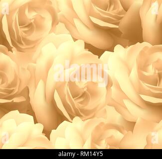 Seamless floral pattern of yellow roses. Luxury background for greeting card. Stock Vector