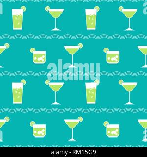 Flat cocktail party vector seamless pattern. Stock Vector