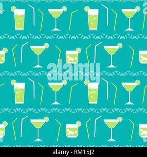 Flat cocktail party vector seamless pattern. Stock Vector