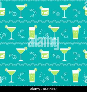 Flat cocktail party vector seamless pattern. Stock Vector