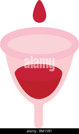 Menstrual cup in use, female period hygiene product. Vector illustration set isolated on white. Stock Vector