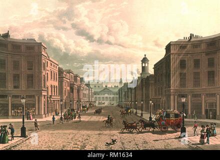 Regent Street from Piccadilly. London, England. After an engraving