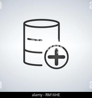 Add to database linear black icon. Vector illustration isolated on modern background Stock Vector