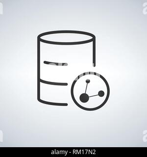 Linear Database, Server Isolated Flat Web Mobile Icon with share icon. Vector Illustration isolated on modern background Stock Vector