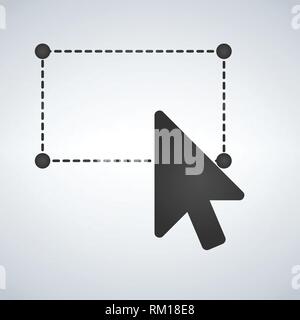Selection tool with mouse cursor, dashed line and corcles in the corners. Vector illustration isolated on modern background Stock Vector