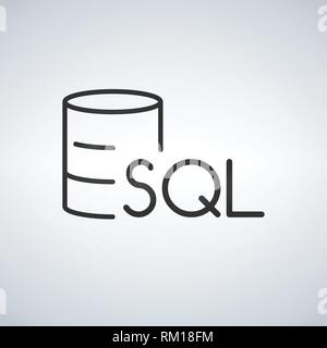 Linear Database, Server Isolated Flat Web Mobile Icon with SQL word. Vector Illustration isolated on modern background Stock Vector