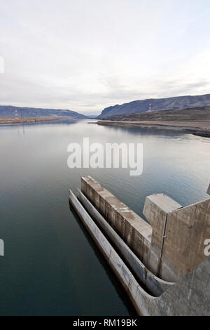 Water Slough at a Hydroelectric Dam Stock Photo