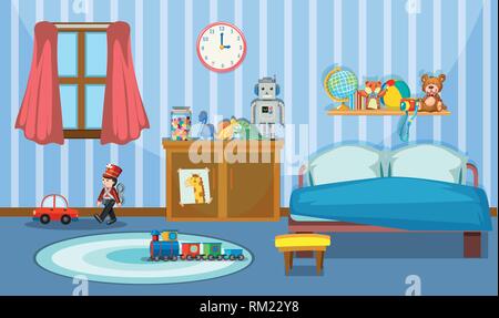 A cute bedroom template illustration Stock Vector