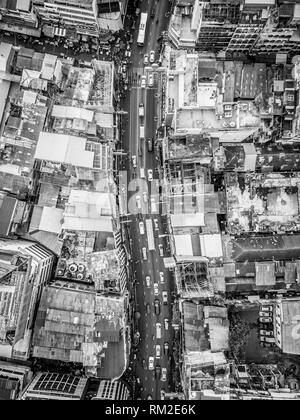 Drone aerial photograph of Yaowarat Road in Chinatown, Bangkok, Thailand Stock Photo