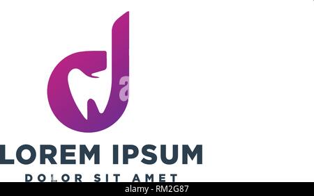 dental D letter initial healthy logo template vector illustration icon element isolated - vector Stock Vector