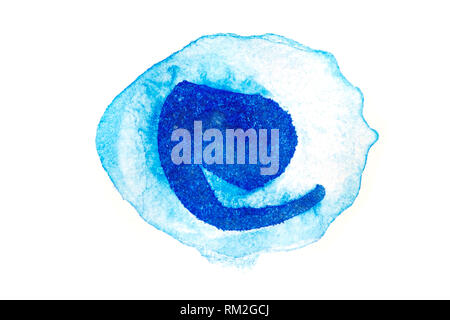 Blue watercolor circle stroke on paper Stock Photo