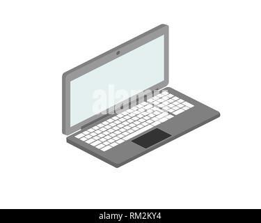 Vector illustration of laptop on white background. 3d. Isometric. Stock Vector