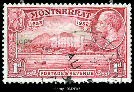 Postage stamp from Montserrat in the Tercentenary Issue of 1932 Stock Photo