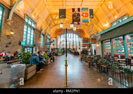 Quebec, OCT 2: Interior view of the train station on OCT 2, 2018 at Quebec, Canada Stock Photo