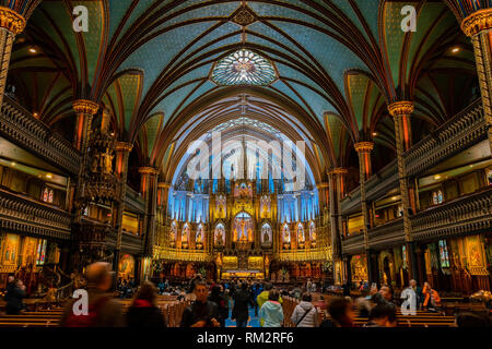 Quebec, OCT 2: Interior view of the Basilique Notre-dame De Montreal on OCT 2, 2018 at Quebec, Canada Stock Photo