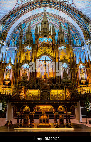 Quebec, OCT 2: Interior view of the Basilique Notre-dame De Montreal on OCT 2, 2018 at Quebec, Canada Stock Photo