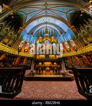 Quebec, OCT 2: Interior view of the Basilique Notre-dame De Montreal on OCT 2, 2018 at Quebec, Canada Stock Photo