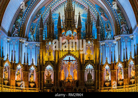 Quebec, OCT 2: Interior view of the Basilique Notre-dame De Montreal on OCT 2, 2018 at Quebec, Canada Stock Photo