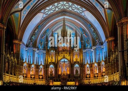 Quebec, OCT 2: Interior view of the Basilique Notre-dame De Montreal on OCT 2, 2018 at Quebec, Canada Stock Photo