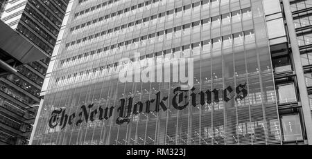 New York, USA - September 29, 2016: The New York Times Building is a skyscraper on the west side of Midtown Manhattan, New York City Stock Photo