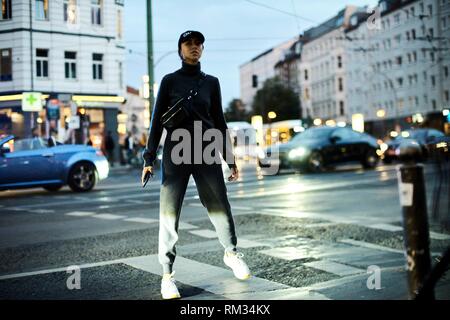 blogger woman walking in Berlin, Germany