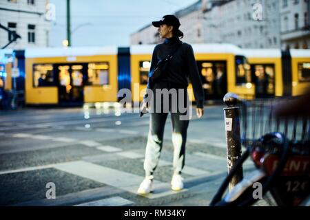 blogger woman walking in Berlin, Germany