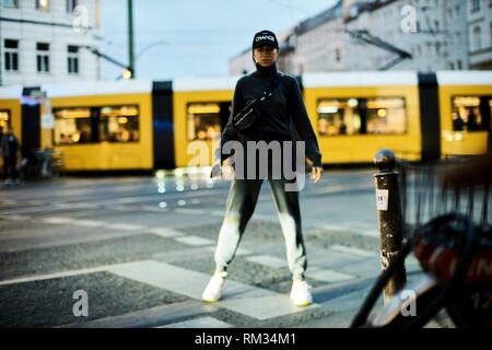 blogger woman walking in Berlin, Germany