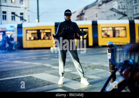 blogger woman walking in Berlin, Germany