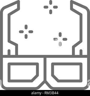 3D cinema glasses line icon. Isolated on white background Stock Vector