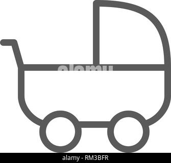 Baby strollers, carriage line icon. Isolated on white background Stock Vector