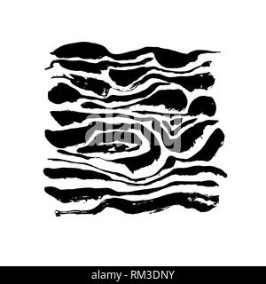 Brush painted wave pattern. Black and white stripes grunge background. Stock Vector