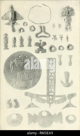 . Annual report of the Board of Regents of the Smithsonian Institution. Smithsonian Institution; Smithsonian Institution. Archives; Discoveries in science. Report of U S, National MuseuTi, I 896. —Wilson Plate 65.. Gold Objects from Quimbaya, Antioquia, Colombia, South America. Some are casts and some originals. Car. Nos. 14r7:!K-147746, U.S.N.M. iV natural size.. Please note that these images are extracted from scanned page images that may have been digitally enhanced for readability - coloration and appearance of these illustrations may not perfectly resemble the original work.. Smithsonian  Stock Photo