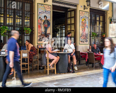 People sitting at a tapas bar in Malaga, Andalusia, Spain. Stock Photo