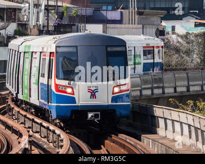 BTS Skytrain, the Silom Line, near Chong Nonsi Station in Bangkok. Stock Photo