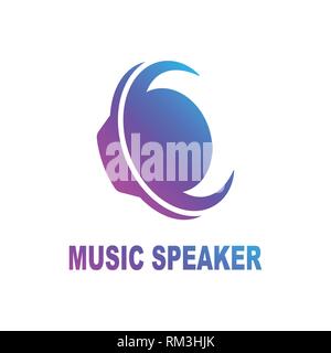 Speaker sound logo. Sound speaker and musical logo template. Woofer vector design. Subwoofer illustration. EPS 10 Stock Vector